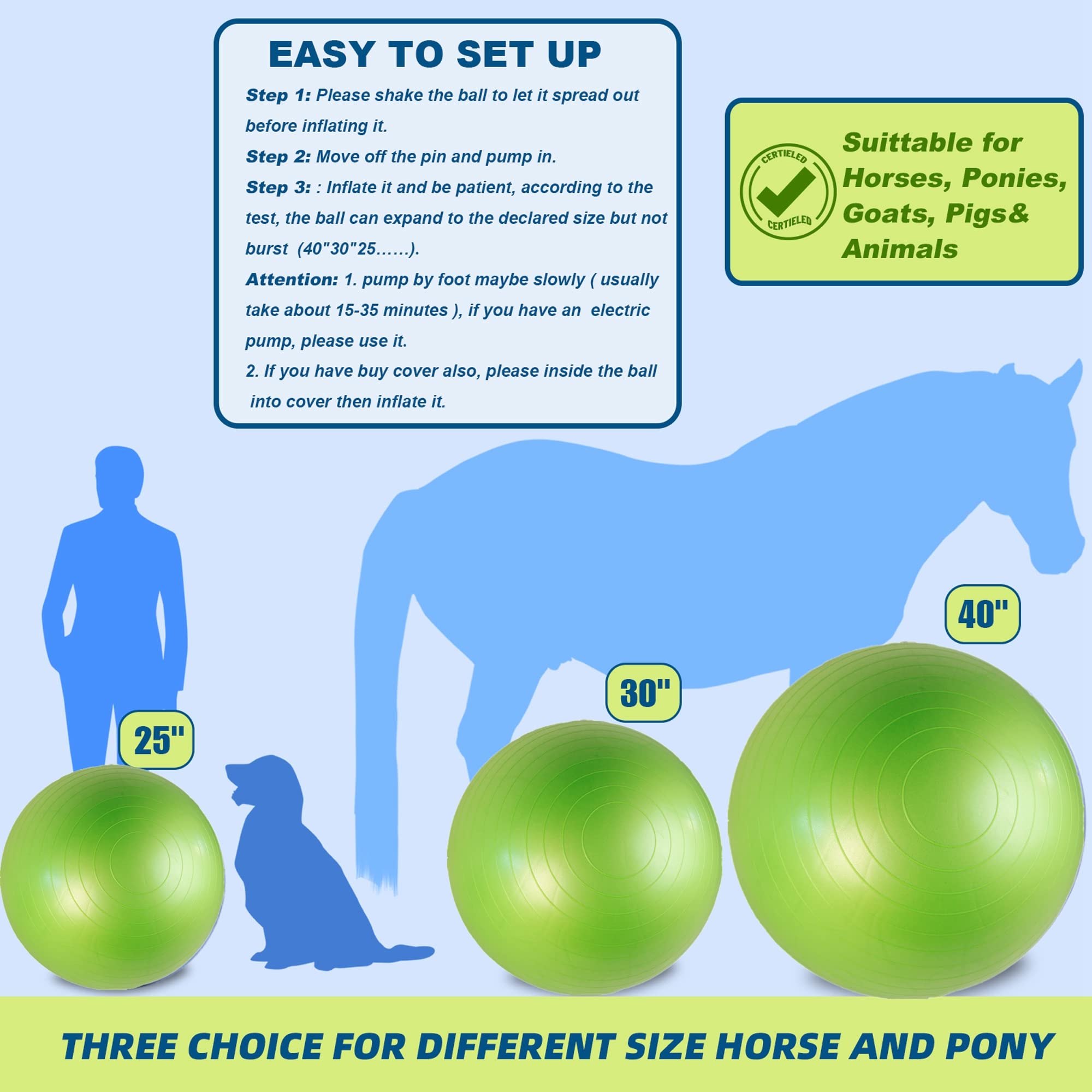 Swyivy 40 Inch Horse Ball Toy Mega Herding Ball Giant Horse Soccer, Pump Included